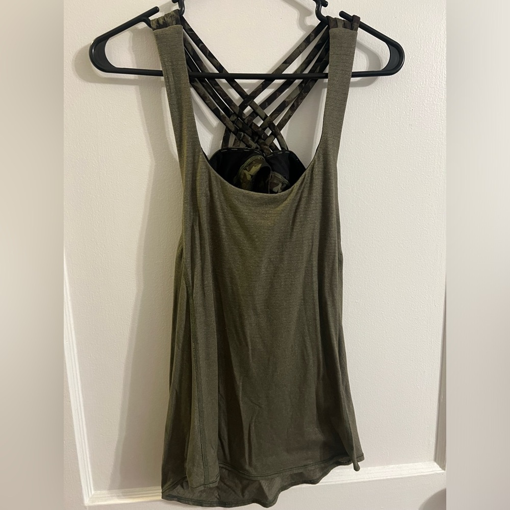 Green Black Backless Tank Top